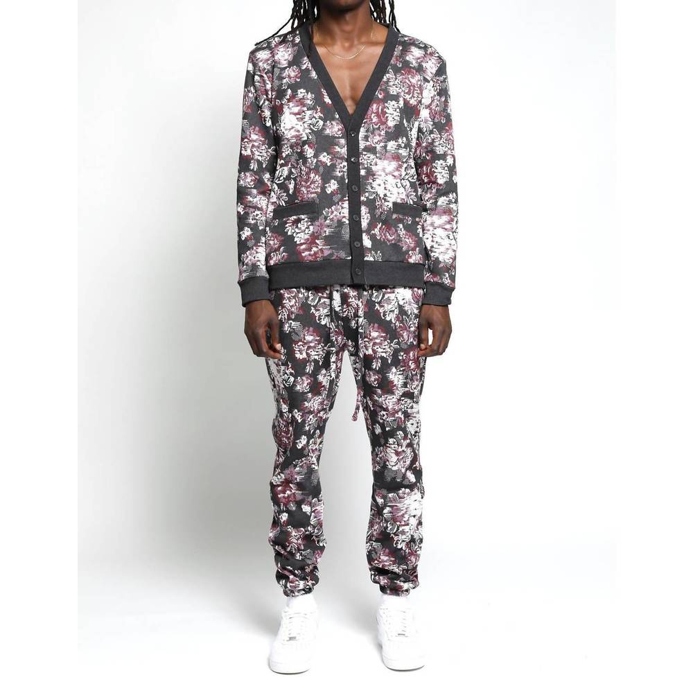 NEW TWENTY MONTREAL floral glitch hyper reality knit pants in porto